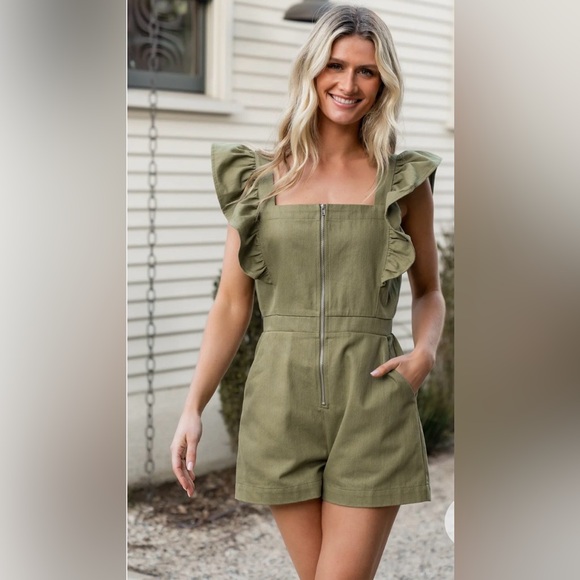Baltic Born Pants - Baltic Born Sage Green Ruffle Jumpsuit